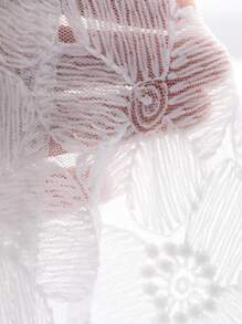 DAZY Vacation Hollow Out Lace Patchwork Drawstring Spaghetti Strap Camisole For Women, Slim Fit - White - View 7