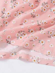 Young Girl Floral Print Casual Round Neck Short Sleeve Long Nightgown Sleepwear - Multicolor - View 3