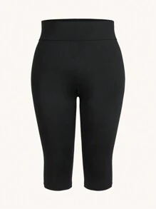 SHEIN Essnce 大码女式春夏时尚休闲运动舒适日常多种长度选择黑色高弹力紧身裤 3 条装，女式下装，女式夏季服装 - 黑色 - 查看 12