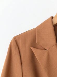 GlowEve Women's Elegant Fashion Tailored Waist Belt & Pleated Skirt 2 Pieces Suit Set - Brown - View 4