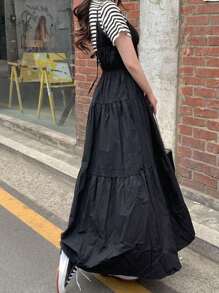 DAZY Robe mi-longue vintage sans manches avec ourlet évasé pour femmes