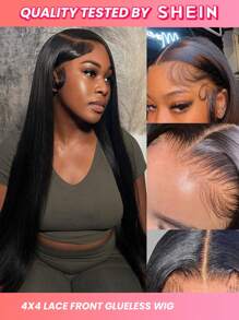 Tóc giả ren trong suốt không cần keo dán cho người mới bắt đầu thẳng 4x4 đóng bằng ren tóc người - SNatural - Xem 1