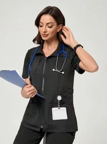 TaskEZ Gilet de uniformes de travail pour femmes avec poches multiples et design de ceinture à la taille