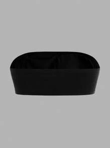 Conjunto de 3 piezas de blusas de tubo sencillas en negro, blanco y gris con almohadillas para el pecho y diseño antideslizante para niñas preadolescentes