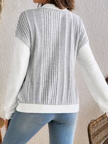 SHEIN Maternity Patchwork Ribbed Collar Sweatshirt