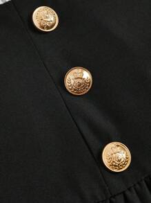 Sweetra 大码女式条纹拼接二合一蝴蝶结领子分层荷叶边下摆学院风鸡尾酒会连衣裙