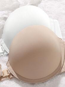 2 件套女士纯色基本款合身休闲文胸带钢圈