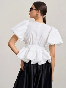 SURIMA Blusa informal de unicolor para mujer, sencilla y de moda, para uso diario