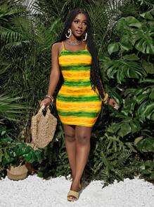 Slaydiva Spring/Summer New Women Casual Sleeveless Backless Rainbow Gradient Striped Mini Dress, Suitable For Music Festival, Easter, Western Style, Nomadic Style, Birthday Party, Graduation, Student Wear, Daily Outing, Beach, Cruise Travel, Sunbathing - Multicolor - View 6