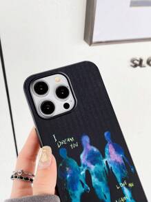 ROMWE Grunge Punk Ốp điện thoại in chữ nhiệt màu xanh nhiều màu, tương thích với iPhone, họa tiết ngày lễ tình nhân - Nhiều màu - Xem 4