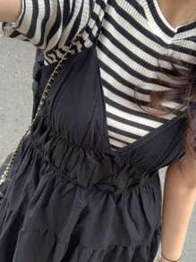 DAZY Robe mi-longue vintage sans manches avec ourlet évasé pour femmes