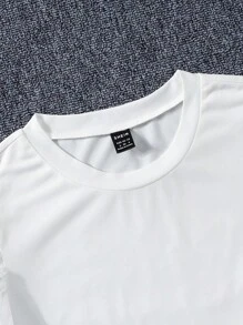 SHEIN 女士圆领、扎染拼布、波尔卡圆点、植绒、透明、双层、荷叶边袖、合身、下摆修边衬衫，适合外出和居家，优雅女士 T 恤（妈妈和我搭配的服装 - 2 件单独出售）