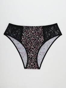 Bragas de encaje con estampado de corazón sexy para mujer de talla grande para el Día de San Valentín
