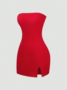 SHEIN Unity Women's 3pcs Bodycon Bandeau Dress, For New Year Outfits - Multicolor - View 7