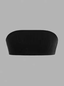 Conjunto de 3 piezas de blusas de tubo sencillas en negro, blanco y gris con almohadillas para el pecho y diseño antideslizante para niñas preadolescentes