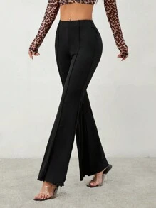 SHEIN PETITE 生菜边饰弹性女式喇叭裤