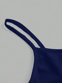 SHEIN EZwear Navy Blue Women's Casual Sexy Slim-Fit Camisole, Suitable For Summer - Navy Blue - View 6