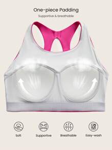 GLOWMODE Performance Cut-Out Hook Closure Sports Bra Medium Impact Jogging Gym Training Daily Quick Dry Moisture Wicking - Red Violet - View 2