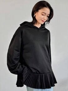 FRIFUL Women's Loose Contrast Color Patchwork Hoodie Sweatshirt,Fall Clothes