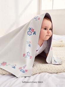 Cozy Pixies 1pc Ditsy Floral Baby Knit Swaddle Blanket, Spring/Summer