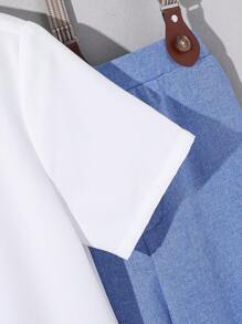 青少年男孩休闲短袖衬衫和长裤套装