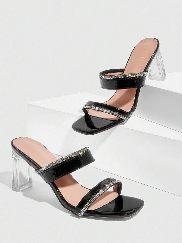 CUCCOO SZL Women's Fashion Pointed Toe Transparent Thick Heels Ankle Strap High Heel Sandals, Sexy Party Night Out, Holiday, Cool Girl, Spring Season