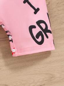 SHEIN Baby Mädchen süßer, lässiger Romper mit Buchstaben- und Herz-Muster, bequem und kurzärmelig, Sommeroutfit für den Alltag