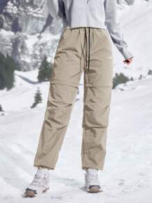 In My Nature Pantaloni casual lunghi da donna con stampa di lettere, vita con coulisse e pieghe, adatti per attività all'aperto come trekking