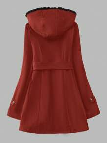 SHEIN LUNE Capa con capucha forrada térmica casual para mujer, térmica para otoño/invierno
