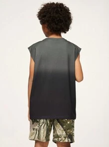 SHEIN Explorewe Tween Boy 休闲字母印花渐变色圆领背心