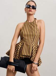 COSMINA Top de tirantes con rayas, diseño minimalista, para uso casual diario de la mujer
