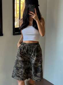 DAZY 夏季新款宽松休闲复古破洞迷彩女式牛仔裤