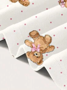 SHEIN Essnce 可爱休闲简约不对称心形圆点露肩图案 T 恤女款 - 白色 - 查看 4