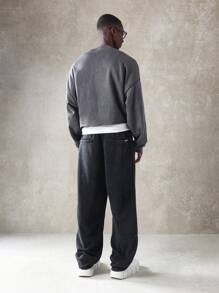 SUMWON Sudadera corta premium de estilo creativo con hombros caídos, de corte ancho, informal, de moda urbana, cómoda para otoño e invierno, estilo deportivo