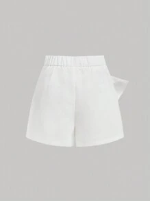 SHEIN MOD Women's White Big Bow Accented Shorts