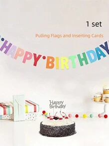 生日快乐蛋糕插卡拉旗 - 彩色 - 查看 1