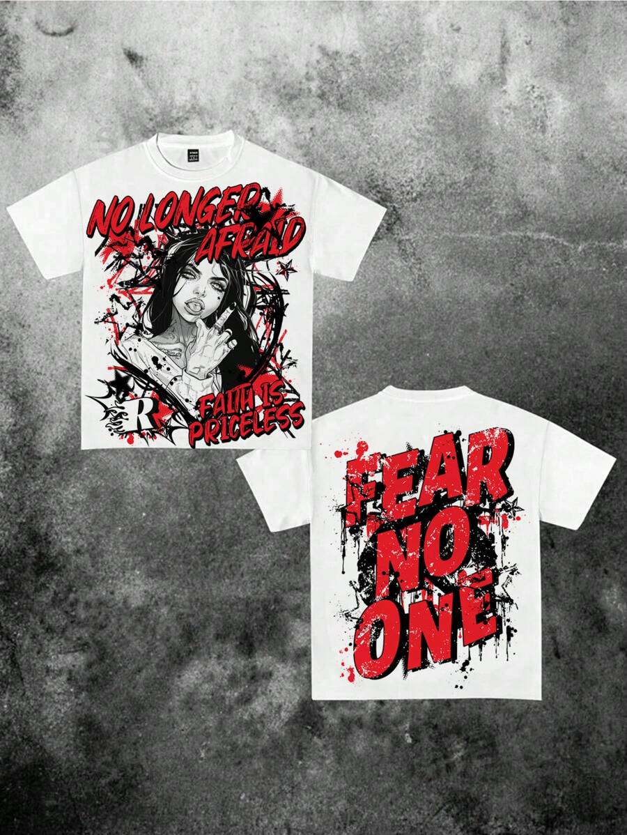 Slaydiva 休闲简约圆领短袖宽松女士T恤 - 白色 - 查看 1