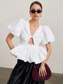 SURIMA Blusa informal de unicolor para mujer, sencilla y de moda, para uso diario