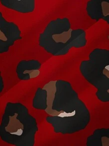 SHEIN LUNE 女式休闲豹纹圆领长袖 T 恤，春/秋 - 紅色 - 查看 6