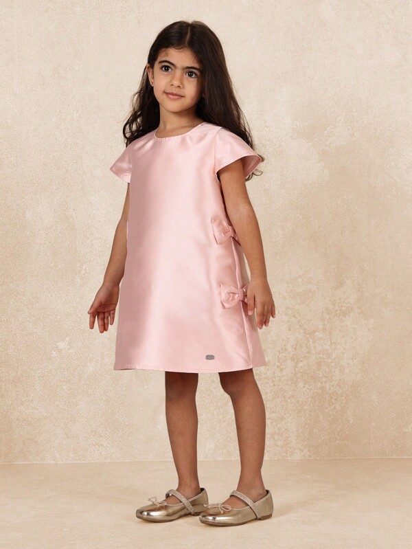 SUMWON Elegantes Etuikleid mit Schleifendetails, Satin Kleid mit Volantärmeln, geeignet für besondere Anlässe, formelle Hochzeiten, Partys, Feiertage, Geburtstage