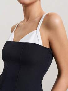 SURIMA Camiseta de mujer versátil y a la moda de color contrastante