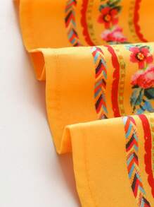 SHEIN 女婴春夏休闲风格花朵印花短袖连衣裙