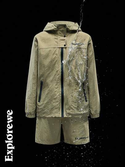 SHEIN 2st/set Tonårspojke vindjacka och shorts, lämplig för vardagliga, utomhussporter, vårsäsong