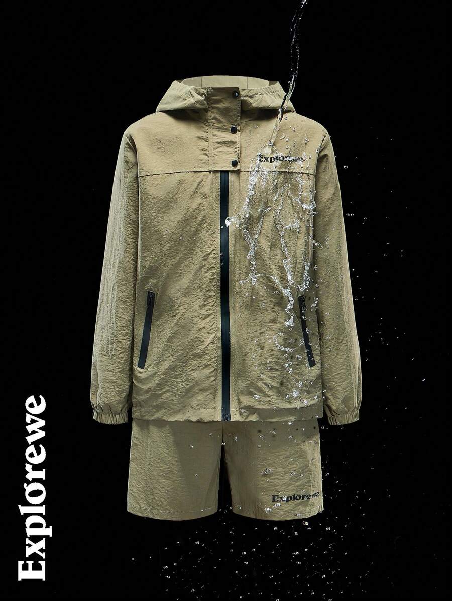 SHEIN 2pcs/Set Teenager Boy Windbreaker And Shorts, Suitable For Casual, Outdoor Sports, Spring Season