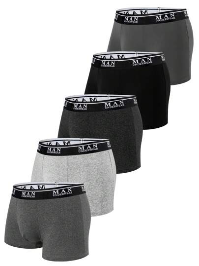 5pcs Men's Comfortable Stretchy Boxer Briefs