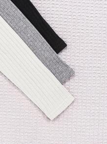 SHEIN Leap Crew 3pcs/Set Tween Girl Sporty Street Style Solid Color Crew Neck Long Sleeve Tops - Black and White - View 5