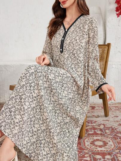 Al Najma 优雅别致的拼色阿拉伯女式连衣裙，阿拉伯连衣裙，端庄