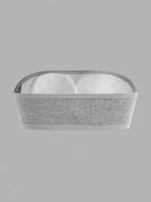 Conjunto de 3 piezas de blusas de tubo sencillas en negro, blanco y gris con almohadillas para el pecho y diseño antideslizante para niñas preadolescentes