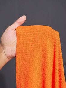 Slaydiva Plus Size Elegant Cross Ruched Hem Mini Casual Dress - Coral Orange - View 7