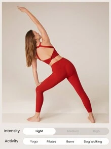 GLOWMODE FeatherFit™ 聚焦後背運動胸罩，輕支撐低影響瑜伽 - Fiery Red - 查看 5